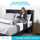 Bed Rail Advantage Traveler, Bariatric Foldable Railing with Pouch for Adults, Seniors, and Elderly, Portable Travel Safety Bedrail with Padded Handle, ASTM Safety Approved Guardrail